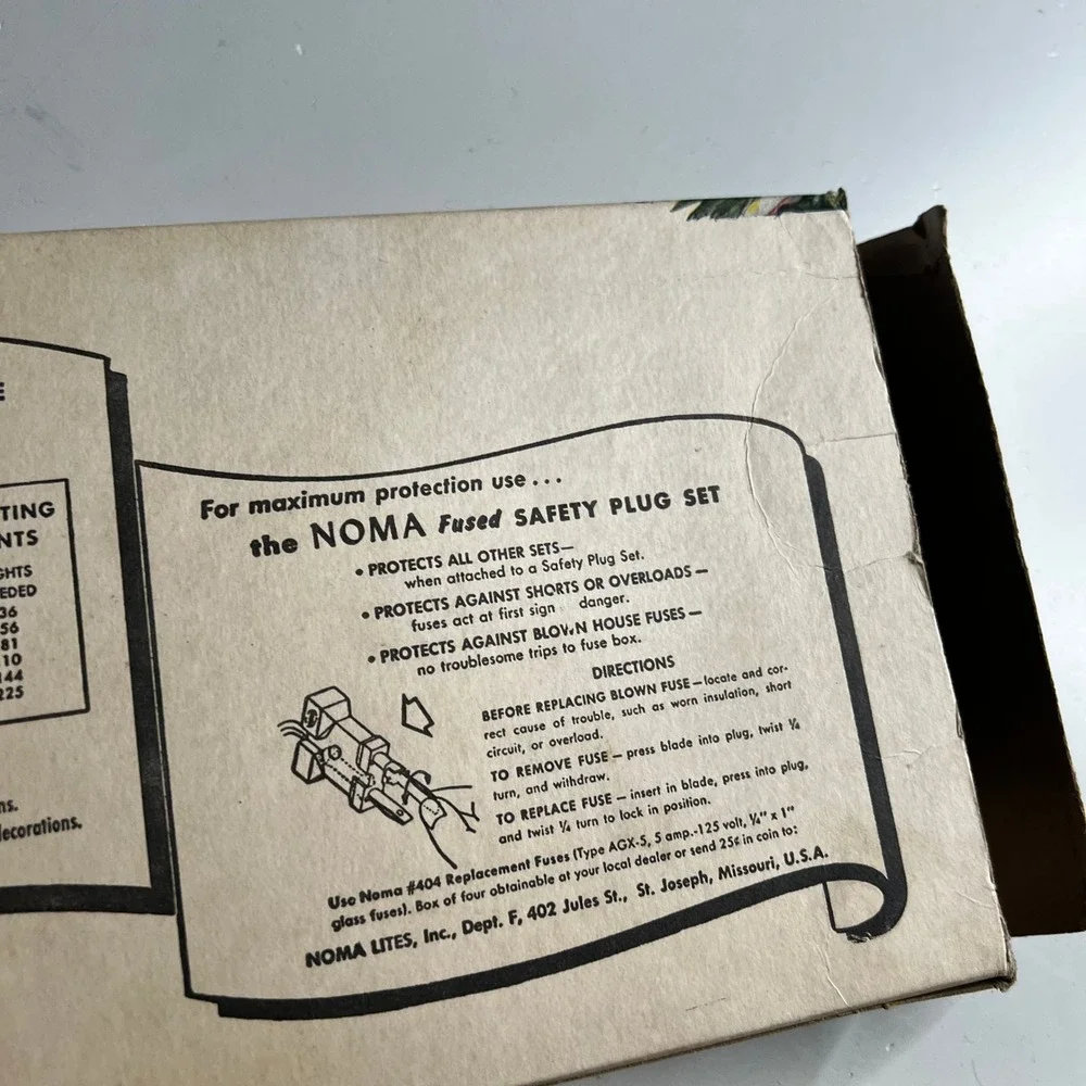 Vintage Noma Lites 7 Light Indoor Christmas Set Westinghouse Lamps Safety Plug
